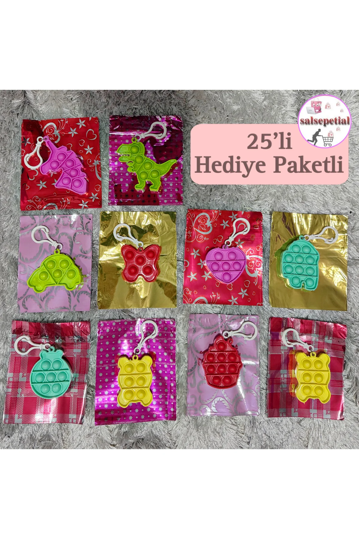 25'li Hediye Paketli Popit Anahtarlık Hediyelik Popit Anahtarlık 