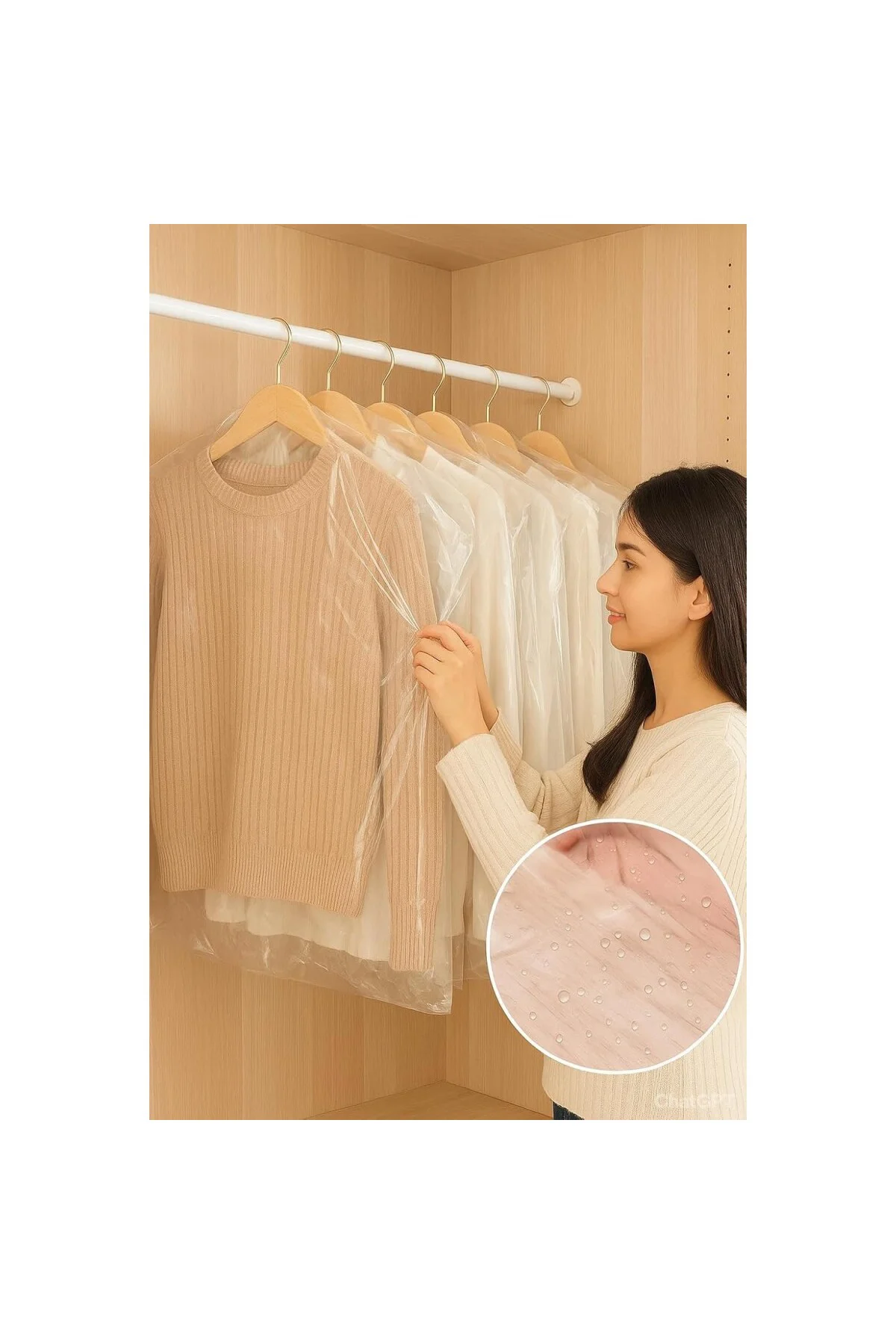 25'li Paket Askı Delikli Şeffaf Plastik Giysi Kılıfları 70x125 cm