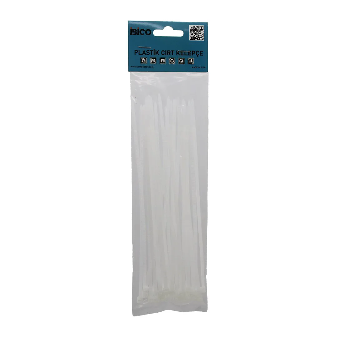 25PCS Beyaz 3.6X200MM Plastik Cırt Kelepçe