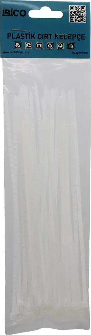 25pcs Beyaz 3.6x200mm Plastik Cırt Kelepçe 5224