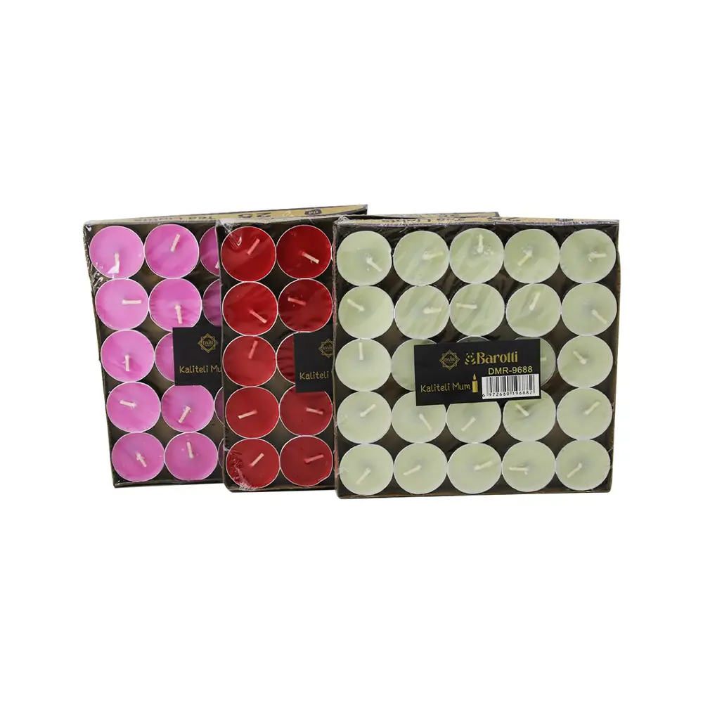 25PCS RENKLİ YUVARLAK TEA LİGHT MUM (4741)