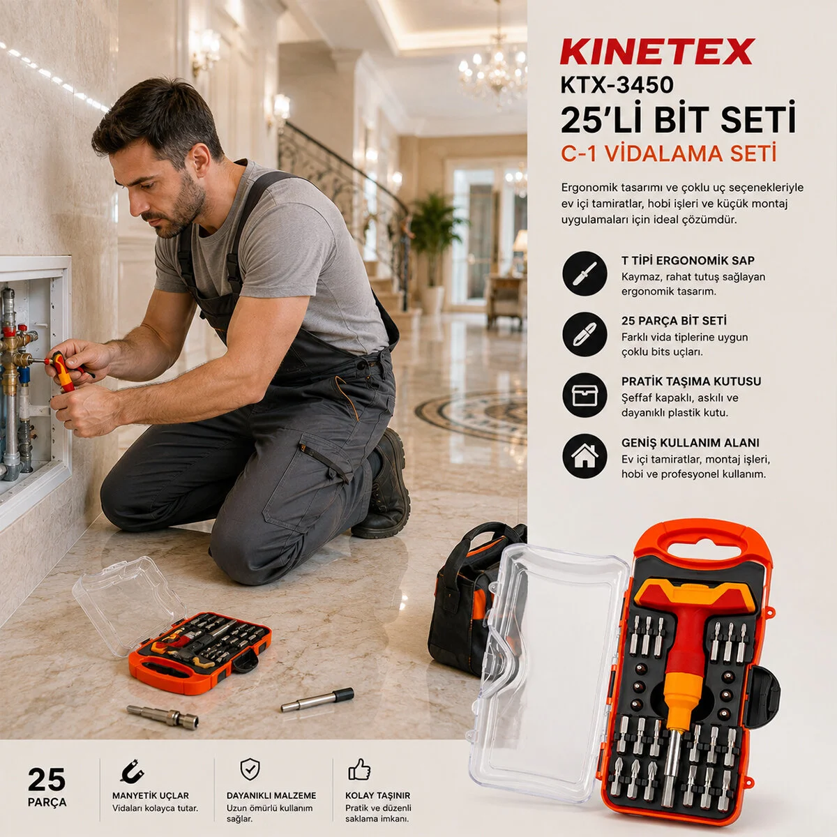 25PCS Saatçi - Telefoncu Bits Tornavida Uç Bits Seti KTX-3450 25PCS Saatçi - Telefoncu Bits Tornavida Uç Bits Seti KTX-3450