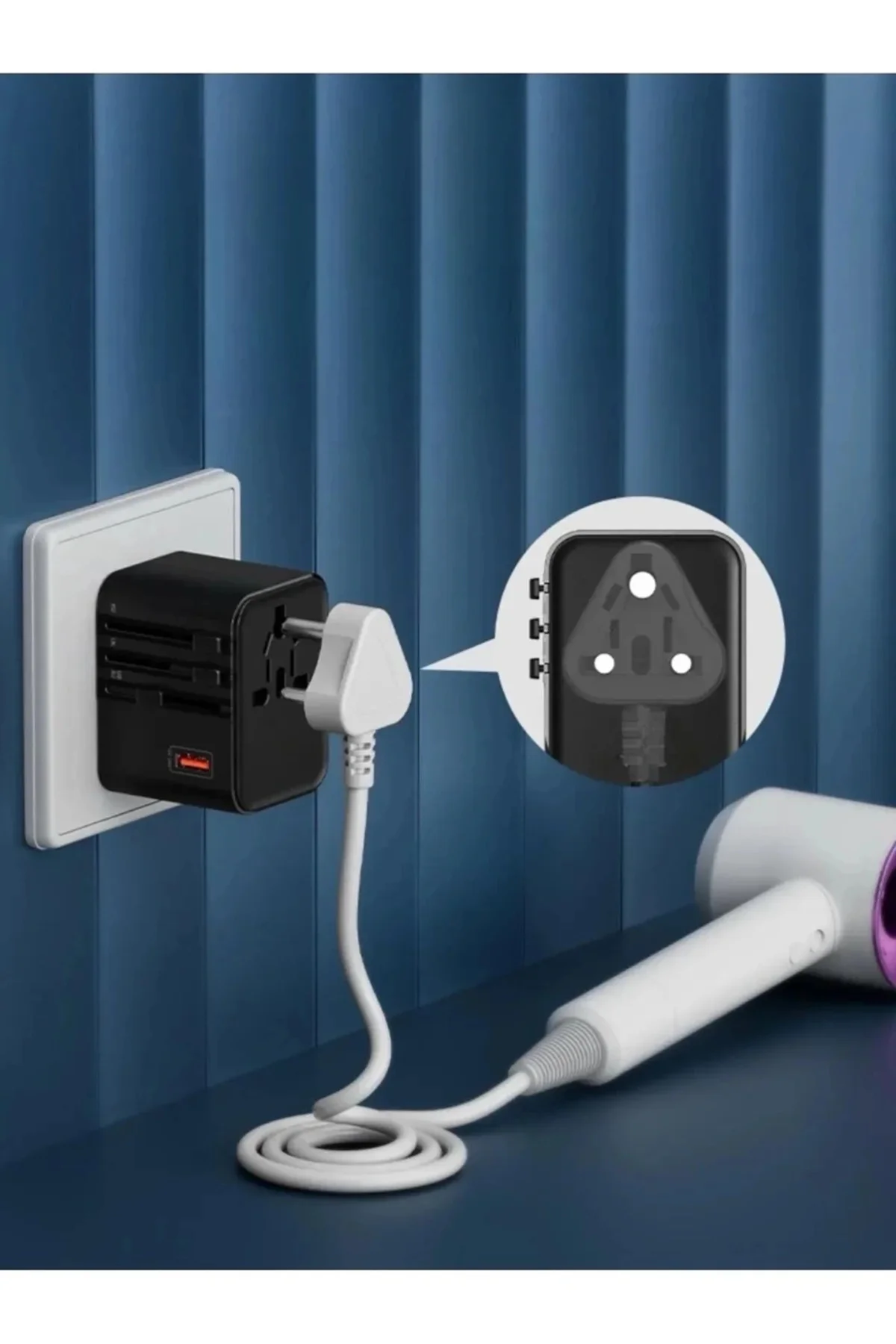 25W Evrensel Seyahat Adaptörü, Eu/Us/Uk/Au Priz Dönüştürücü, 1X Usb, 2X Type-C Hızlı Şarj 25W Evrensel Seyahat Adaptörü, Eu/Us/Uk/Au Priz Dönüştürücü, 1X Usb, 2X Type-C Hızlı Şarj - Görsel 2