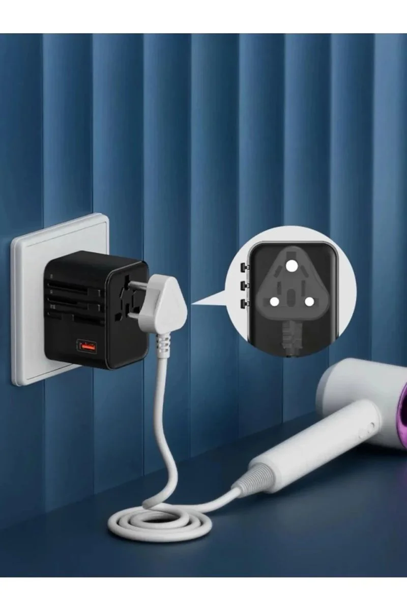 25W Evrensel Seyahat Adaptörü - EU/US/UK/AU Priz Dönüştürücü, 1x USB + 2x Type-C Hızlı Şarj, GaN Teknolojisi Fiyatı, Yorumları ve Özellikleri