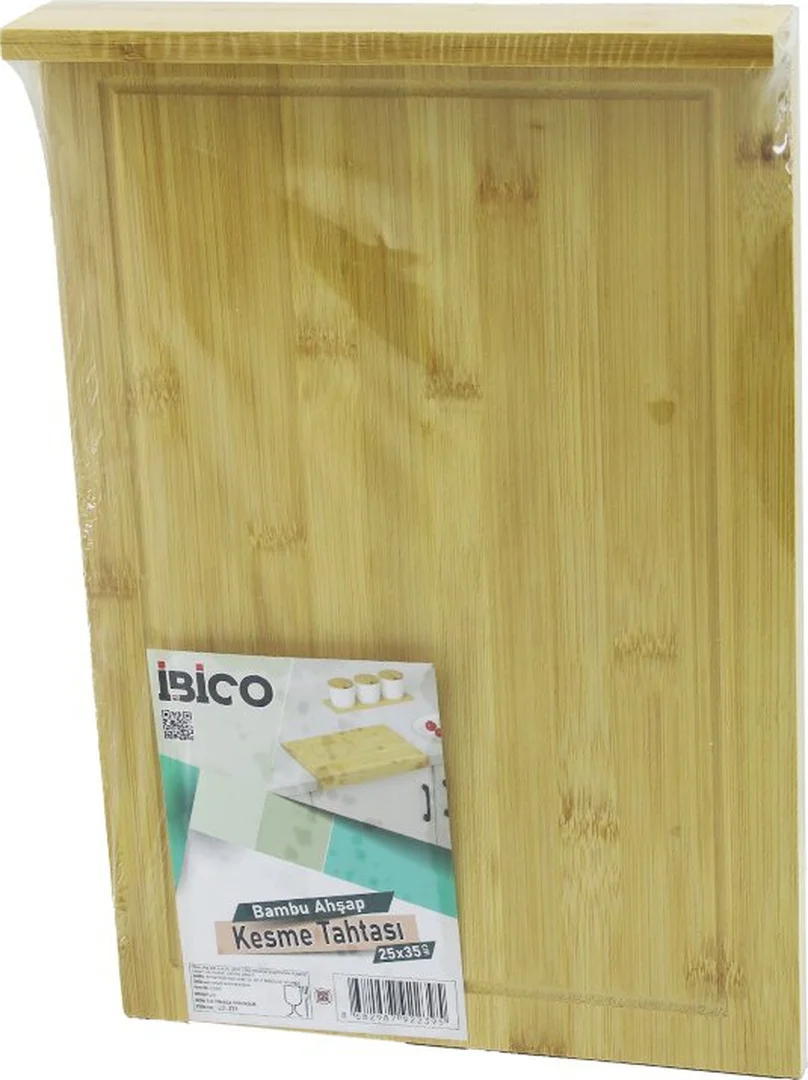 25x35cm Ahşap Bambu Kesim Panosu - Kesme Tahtası Tezgah Üstü Kanallı - Kenar Destekli 5224 Diğer