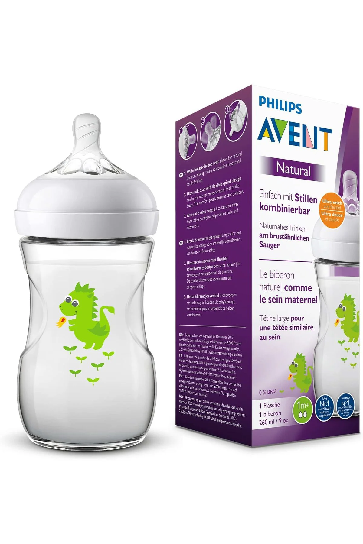 260 ML PLASTİK BİBERON DESENLİ 1AY+ EJDERHA DESENLİ CAM DEĞİLDİR
