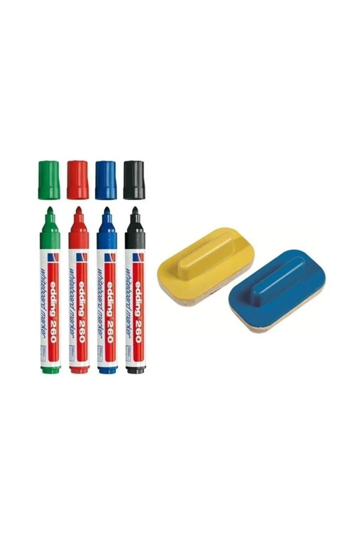 260 Silinebilir Yazı Tahtası Kalemi 4'lü 2 Tahta Silgisi