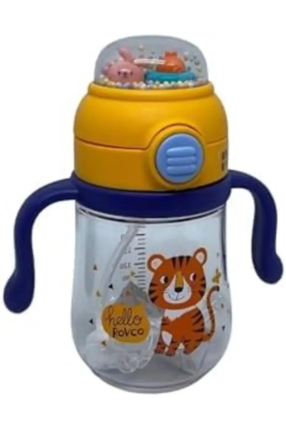 260ml Pipetli Sevimli Arkadaşlar Desenli Çıngıraklı Akıllı Pipet