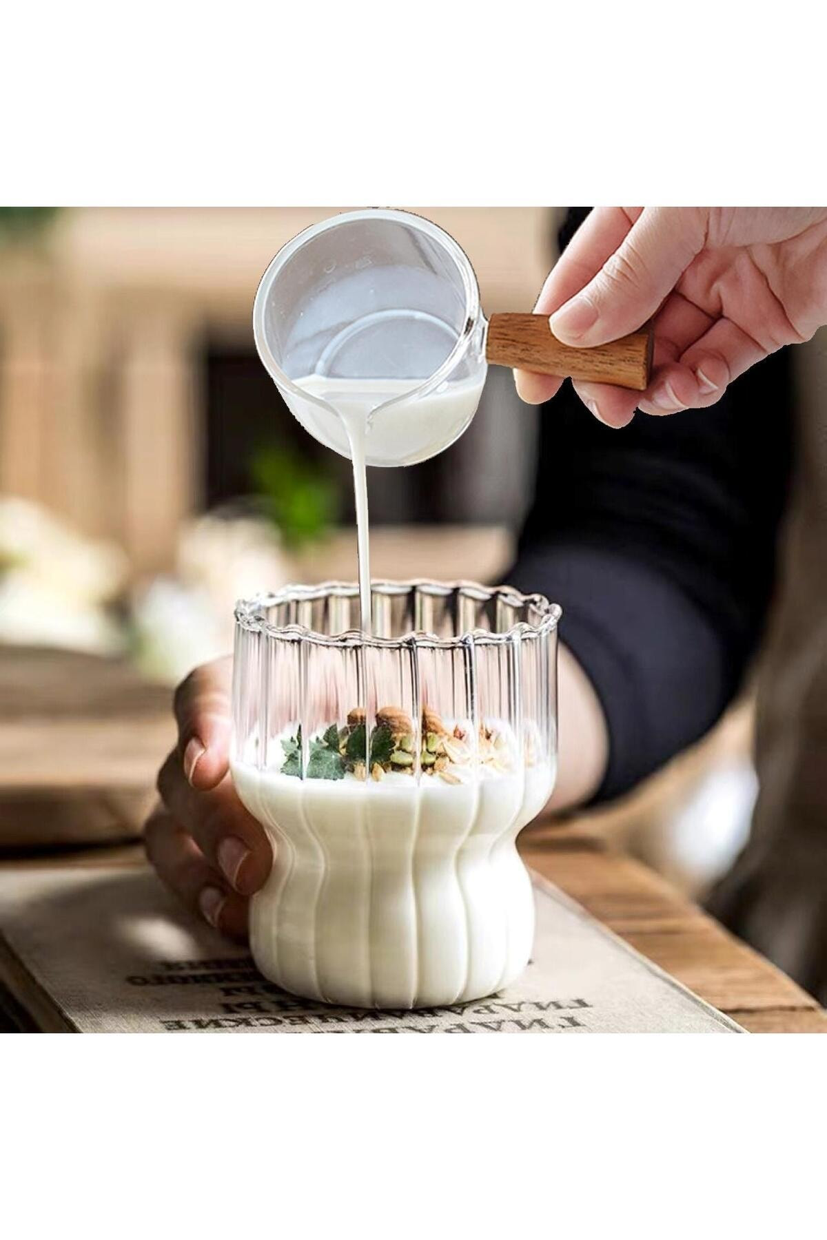 260ml Şeffaf Cam Su Bardağı Isıya Dayanıklı Kahvaltı Sütlü Dondur