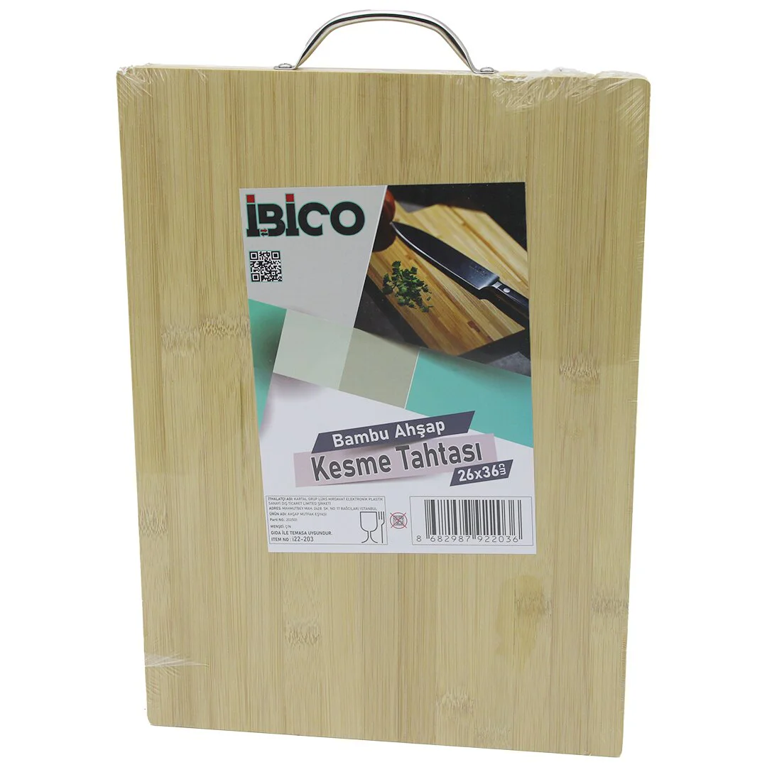 26X36 X 1.7CM Lux Ahşap Bambu Kesim Panosu - Kesme Tahtası Metal Kulplu 26X36 X 1.7CM Lux Ahşap Bambu Kesim Panosu - Kesme Tahtası Metal Kulplu