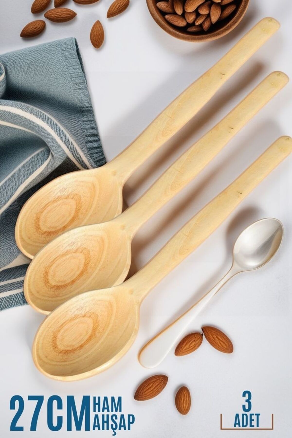 27 cm Ahşap Kaşık 3 lü SET