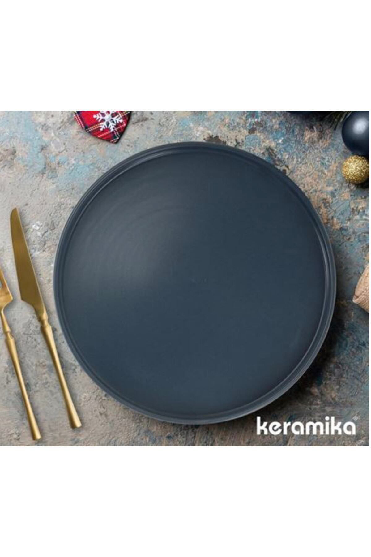 Keramika 27 Cm Stackable Blue Magic Servis Tabağı Mat Mavi