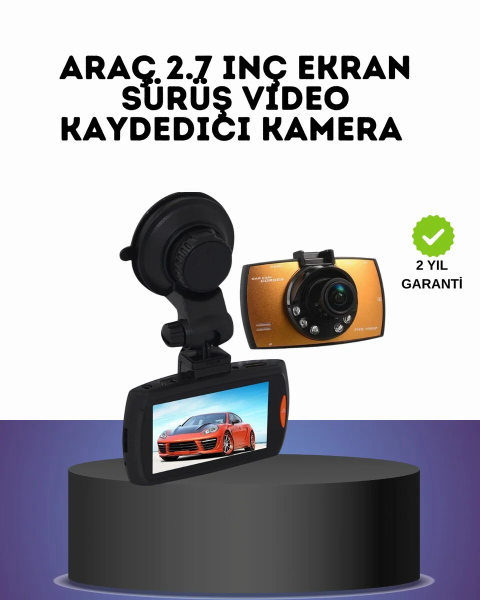 2.7 İnç G Sensor Destekli HD Araç Kamerası - Park Güvenliği ve Kaza Kaydı Yardımcısı