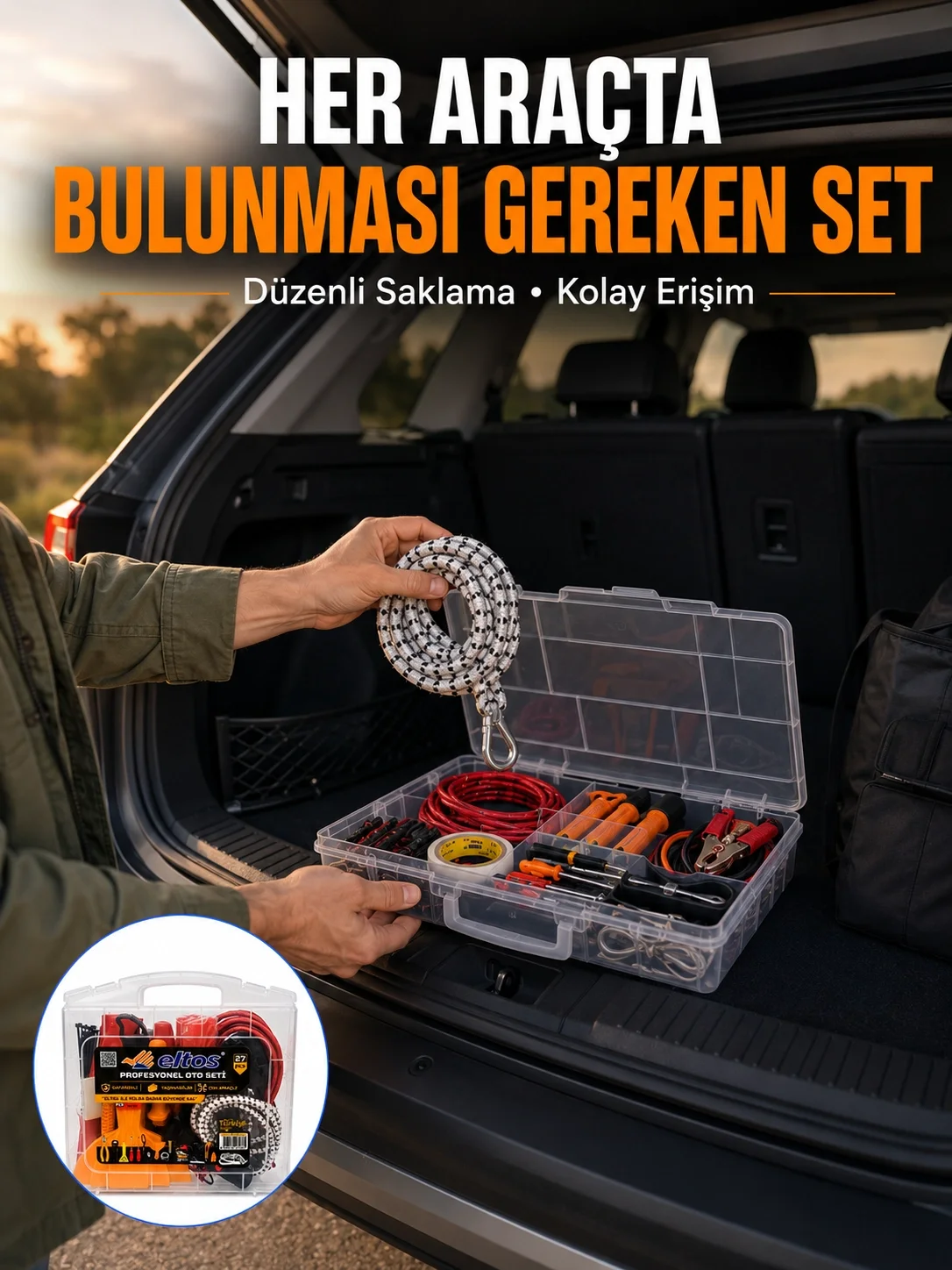 27 Parça Oto Güvenlik ve Bakım Seti Şeffaf Taşıma Kutulu Araç Ekipman Çantasız Fiyatı, Yorumları ve Özellikleri