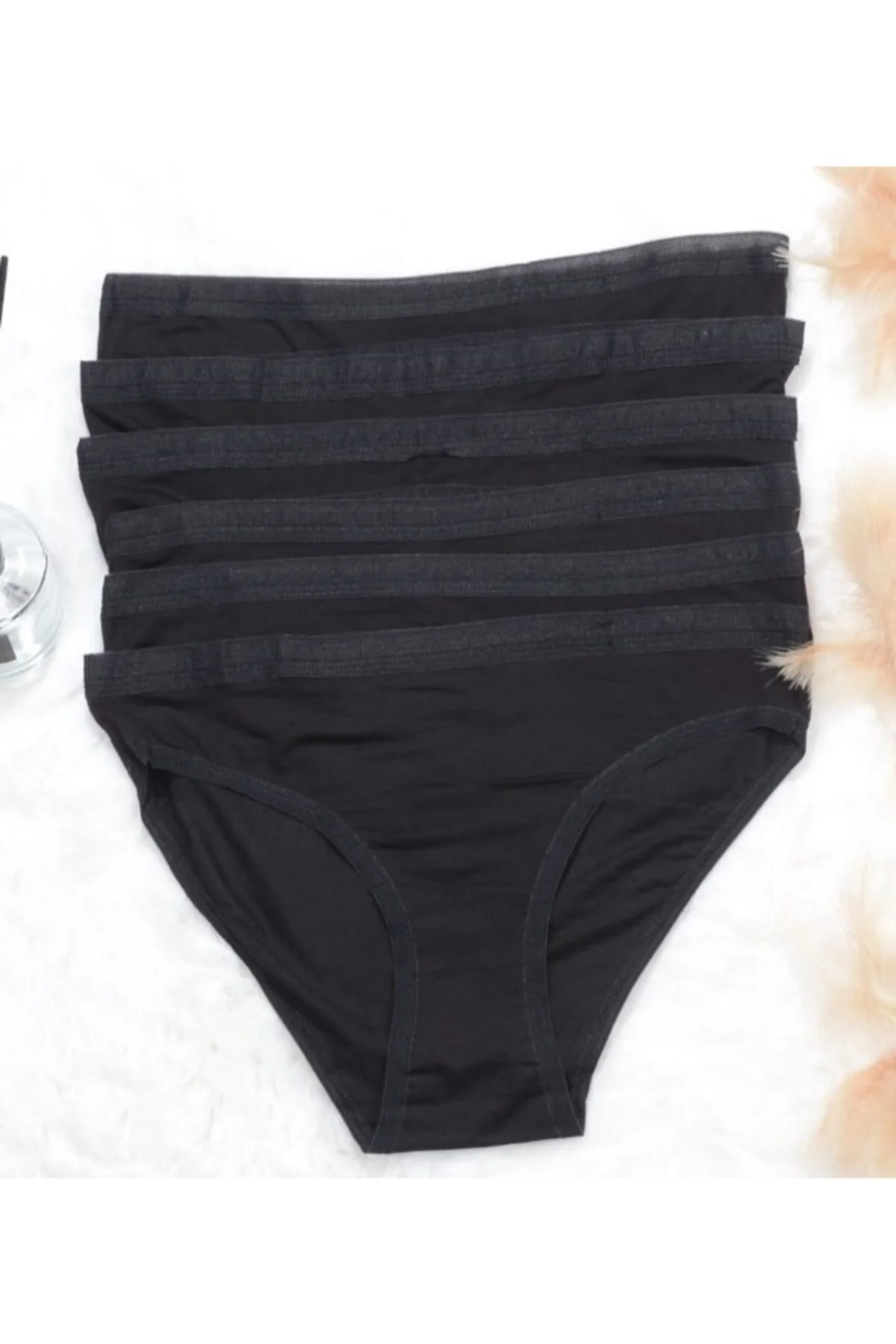 2729 Kadın Şeffaf Lastik Micro Modal Slip Siyah Tekli
