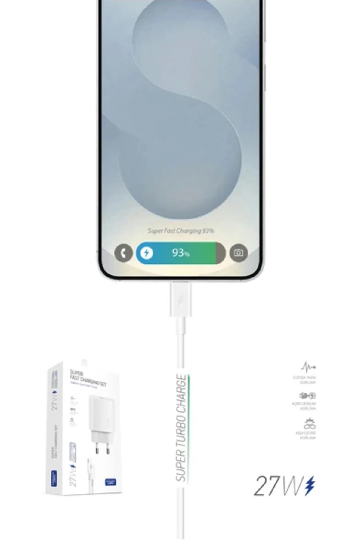 27W PD Type-C Samsung Galaxy M33 5G İle Uyumlu 3A Type-C Type-C Kablo