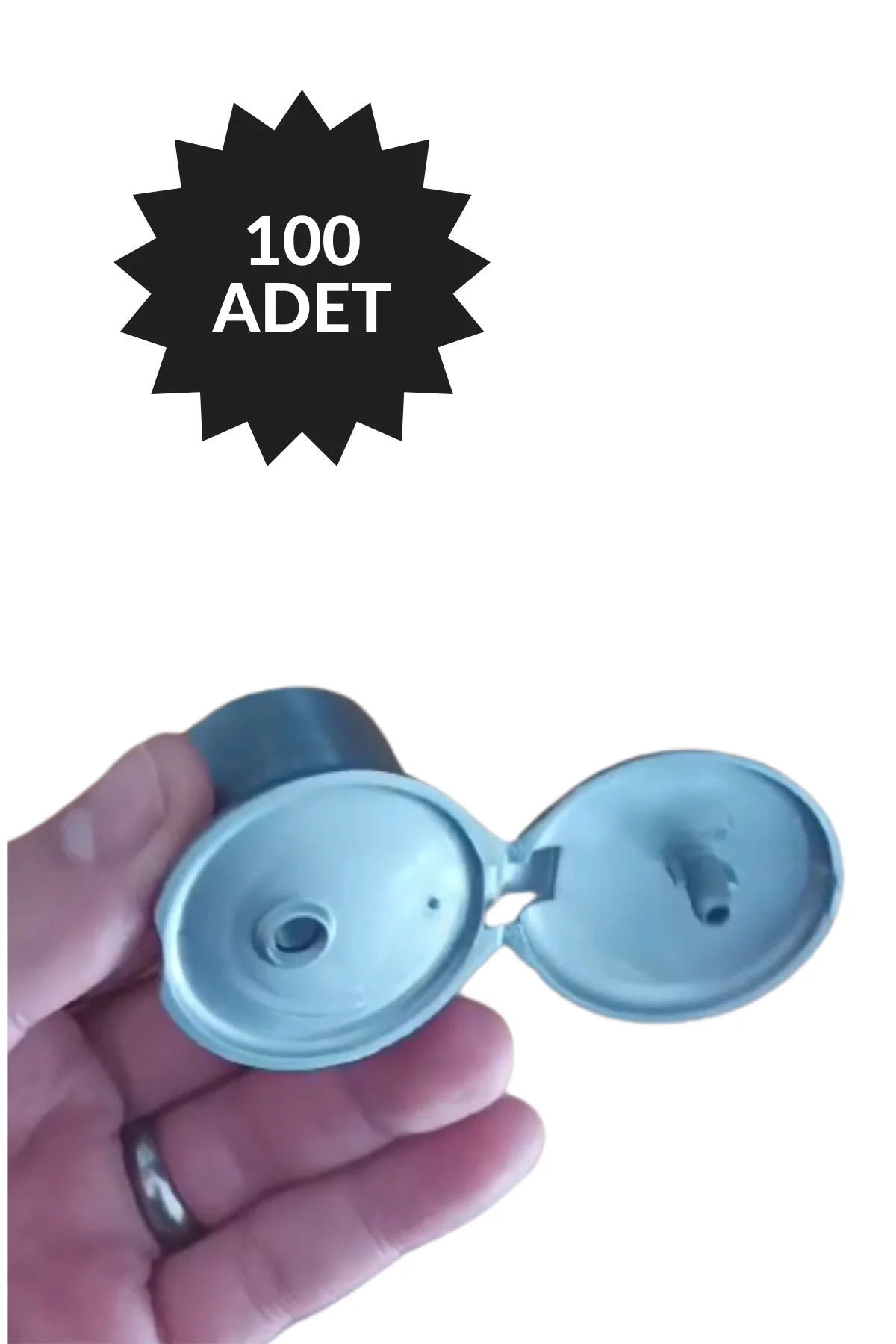 28 Ağız Flip Top Gri Kapak 2,8 cm Açılır Kapanır Kapak 28 mm X 10
