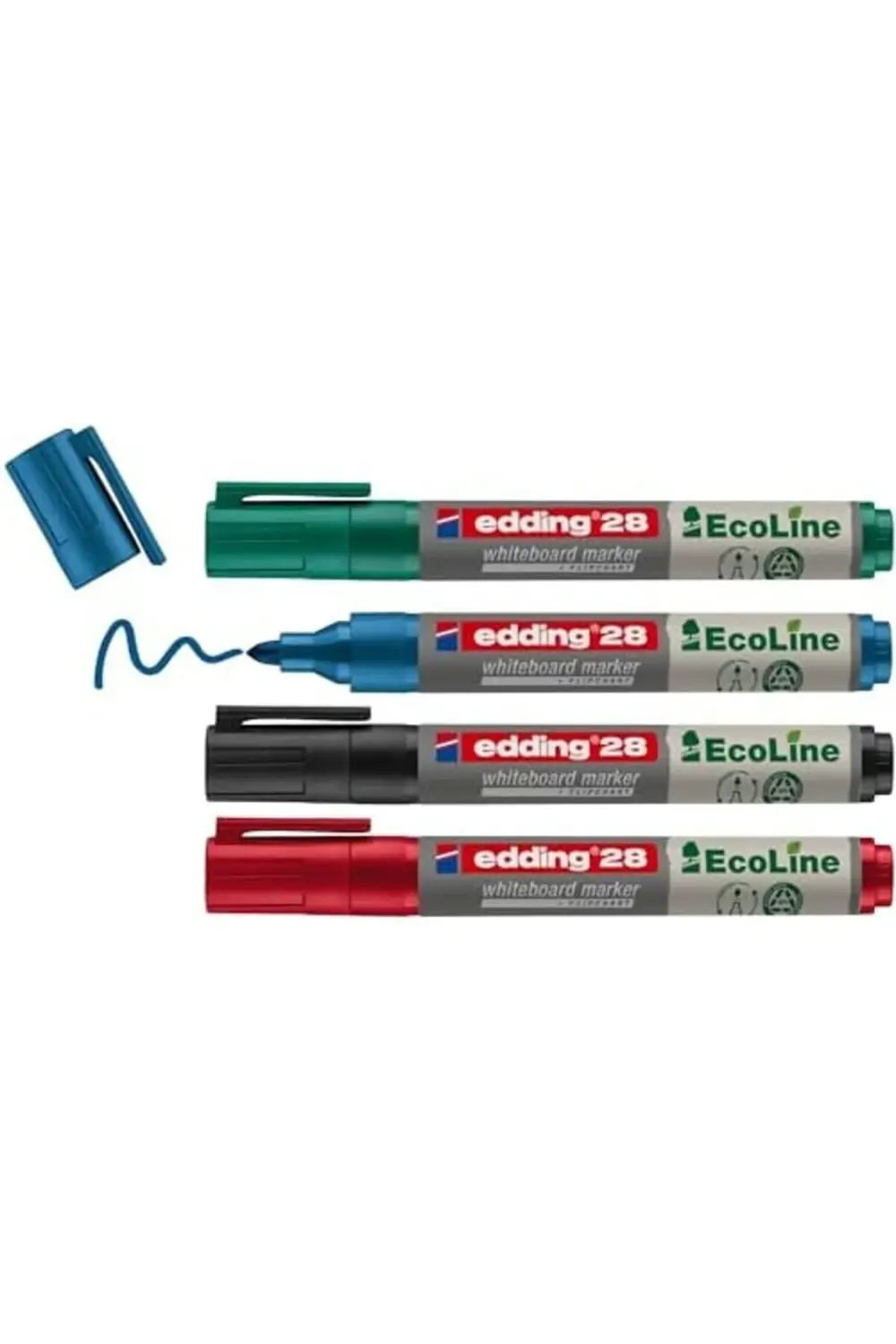 28 EcoLine beyaz yazı tahtası kalemi, 4'lü set, karışık renkler,