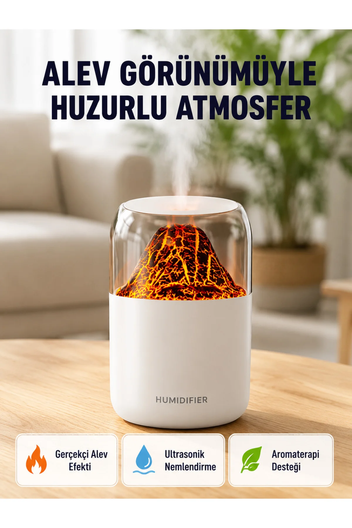 280ml Alev Işıklı Ultrasonik Hava Nemlendirici Sessiz ve USB Şarjlı 280ml Alev Işıklı Ultrasonik Hava Nemlendirici Sessiz ve USB Şarjlı