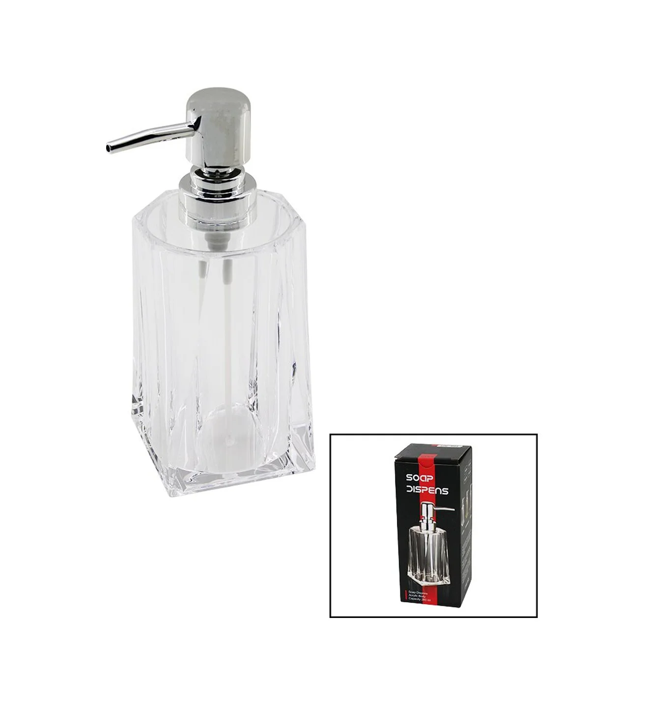 280ml - Uzun Şeffaf - Mika Kristal Sıvı Sabunluk 5224 Diğer