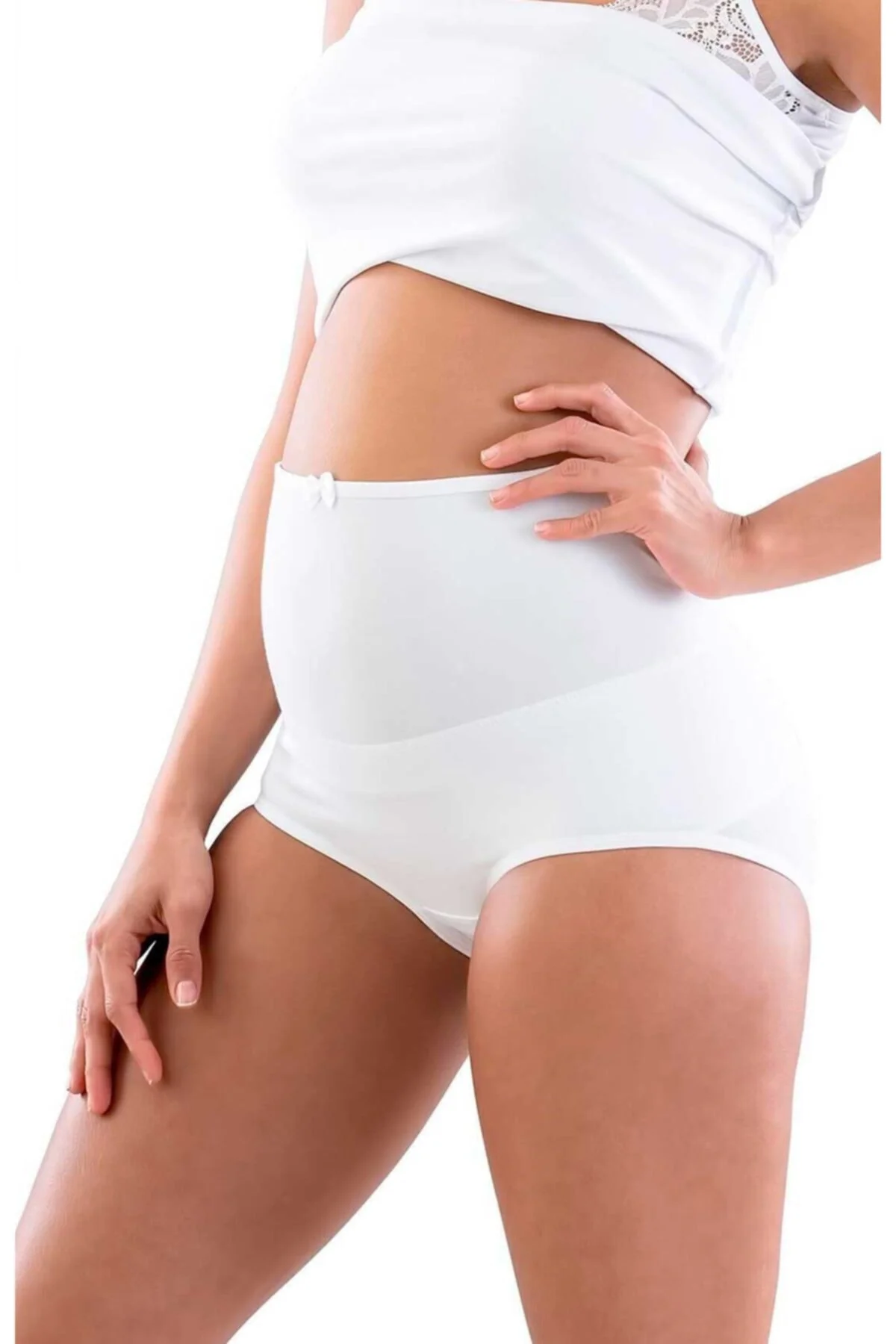 2810 Beyaz Bel Destekli Koton Hamile Külot
