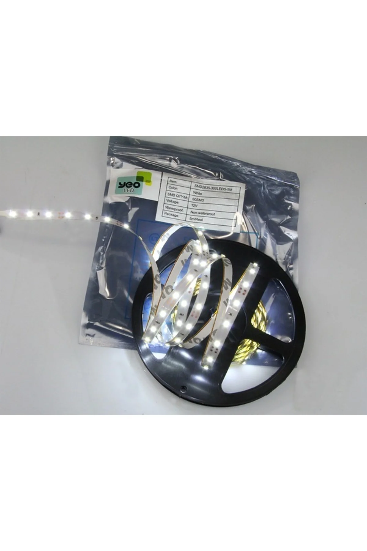 2835 Tek Çipli 12v 5metre Silikonsuz Şerit Led Beyaz