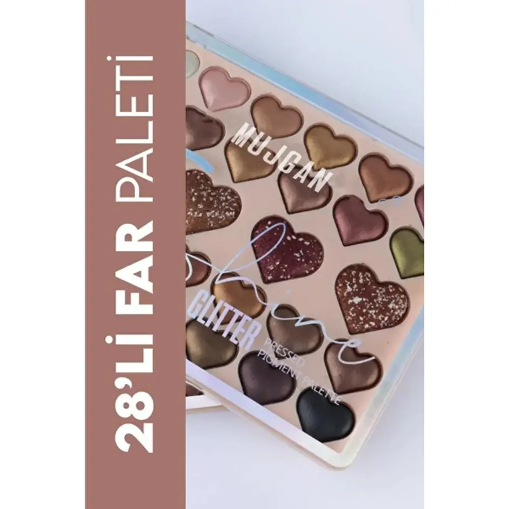 28'li Sedefli Shine Kalp Far Paleti - 2'li Set