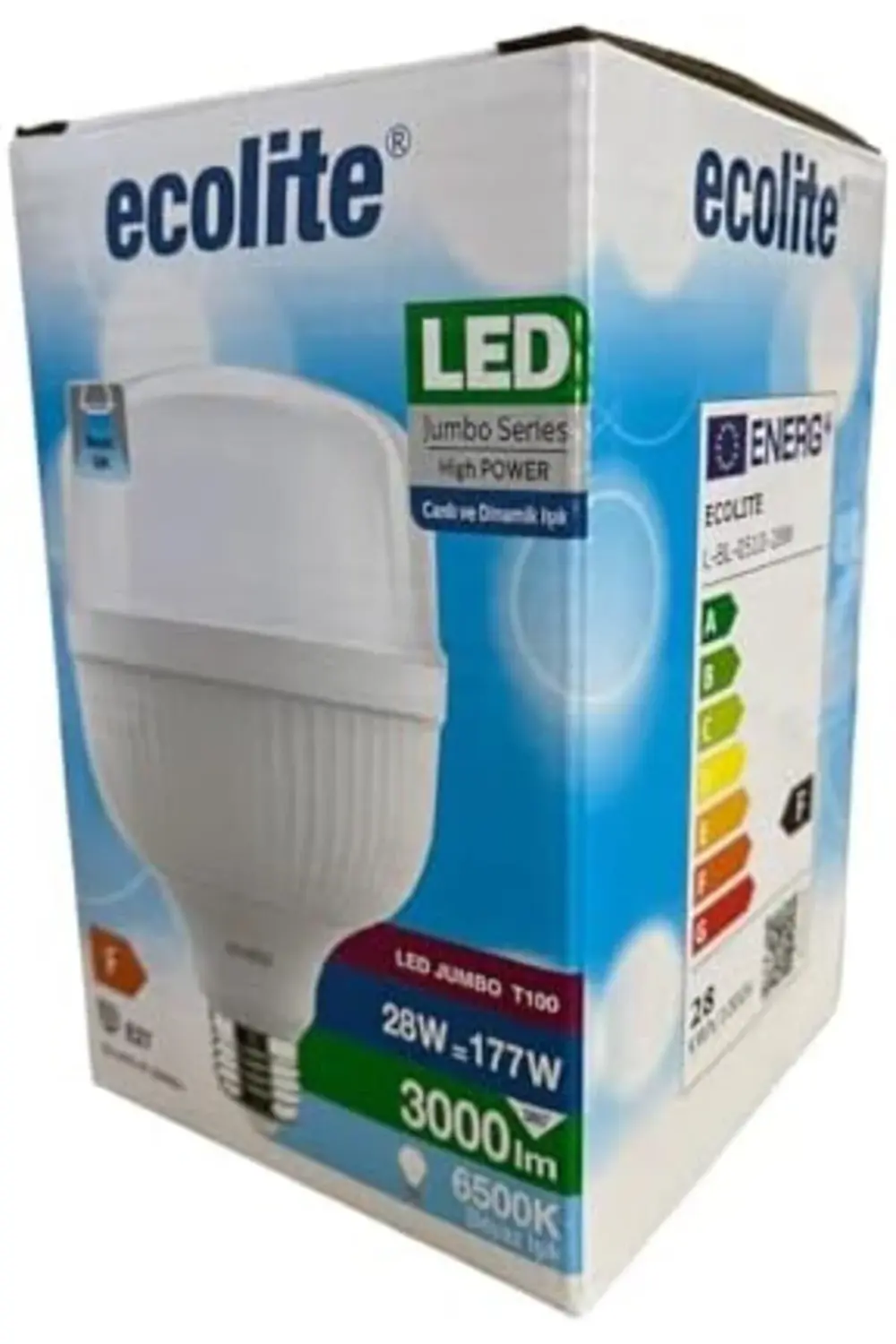 28W LED Ampul (177W Eşdeğer) | 6500K Beyaz Işık | 3000 Lümen | E2