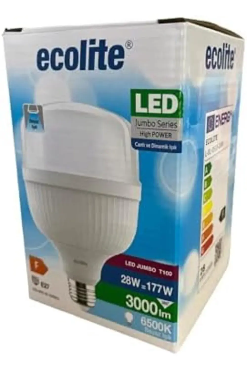 28W LED Ampul (177W Eşdeğer) | 6500K Beyaz Işık | 3000 Lümen | E2