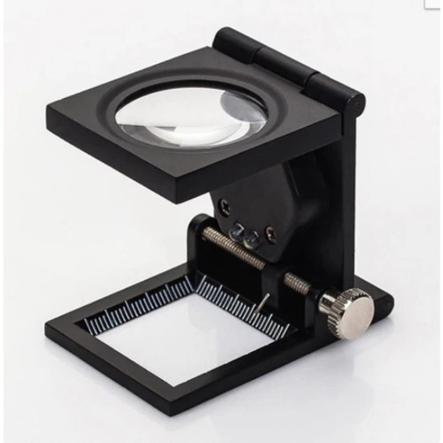 28x28 Mm Katlanır Sayaçlı Metal Lüp 2 LED Işıklı Büyüteç Tekstil 