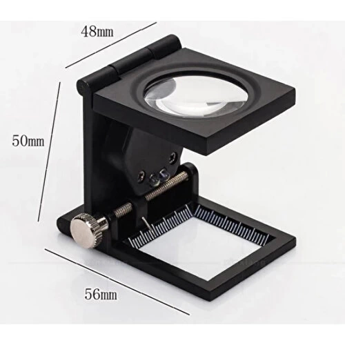 28x28 Mm Katlanır Sayaçlı Metal Lüp, 2 Led Işıklı Büyüteç Tekstil