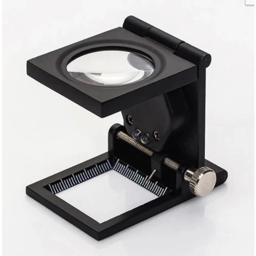28x28 Mm Katlanır Sayaçlı Metal Lüp, 2 Led Işıklı Büyüteç Tekstil