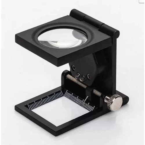 -28x28 Mm Katlanır Sayaçlı Metal Lüp, 2 LED Işıklı Büyüteç Teksti