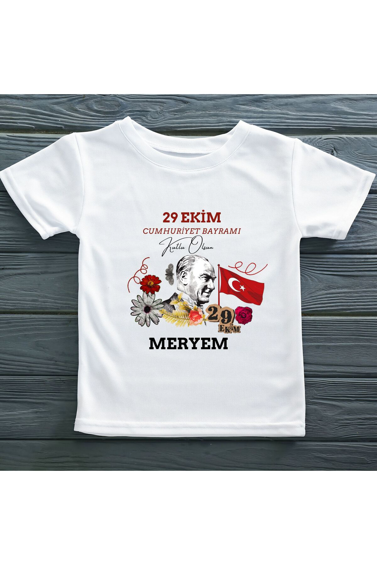 29 Ekim Cumhuriyet Baryarı Tema3 Kişiye Özel Çocuk Tişörtü