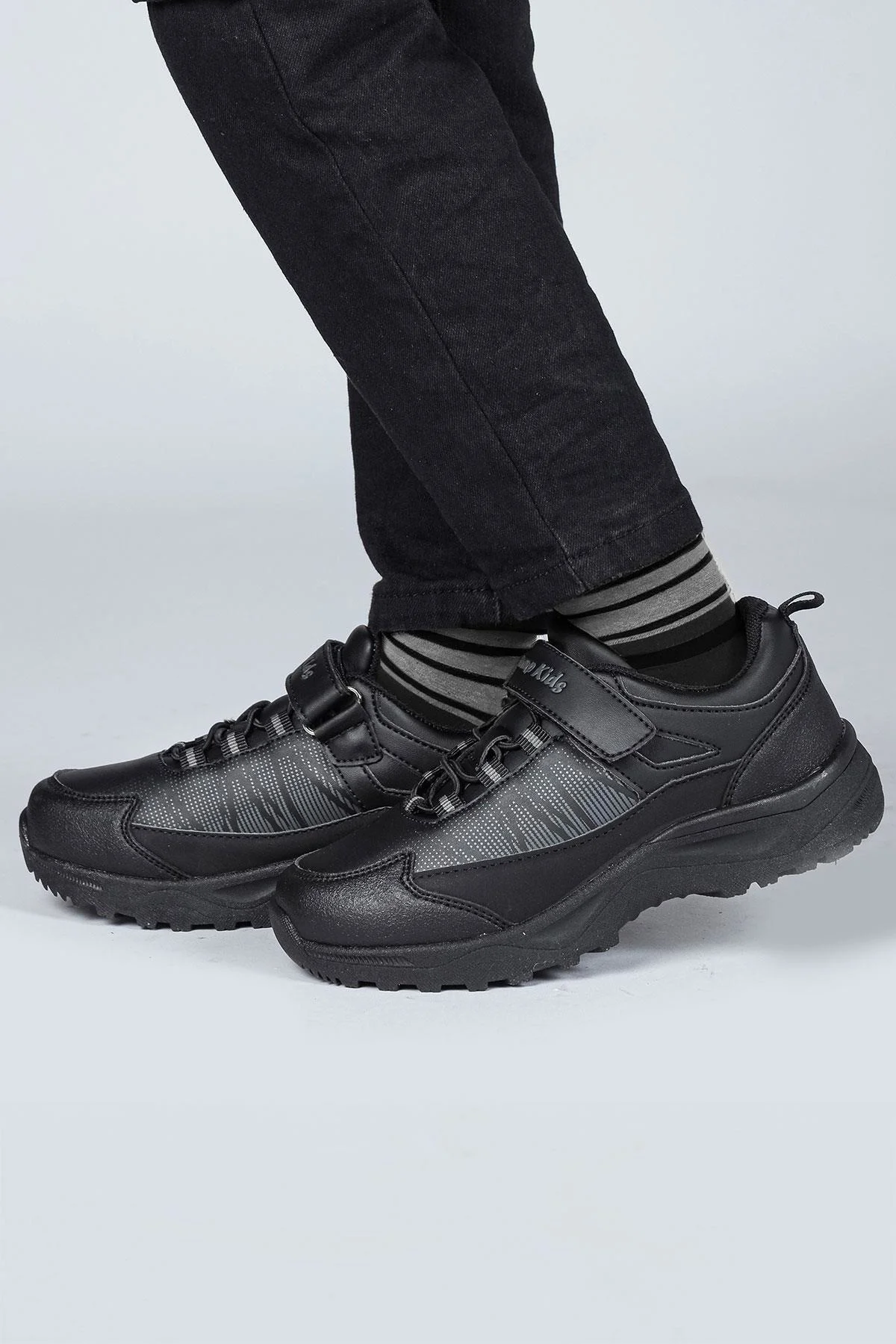 29195 Cırtlı Full Siyah Üniseks Çocuk Sneaker Günlük Spor Ayakkab