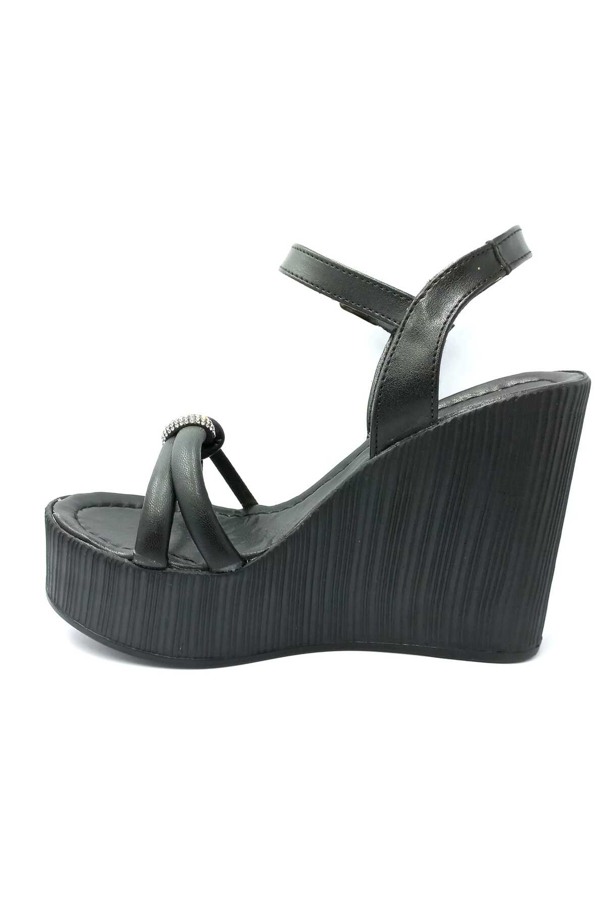 Punto 292020 Siyah Taşlı Dolgu Taban Kadın Ayakkabı