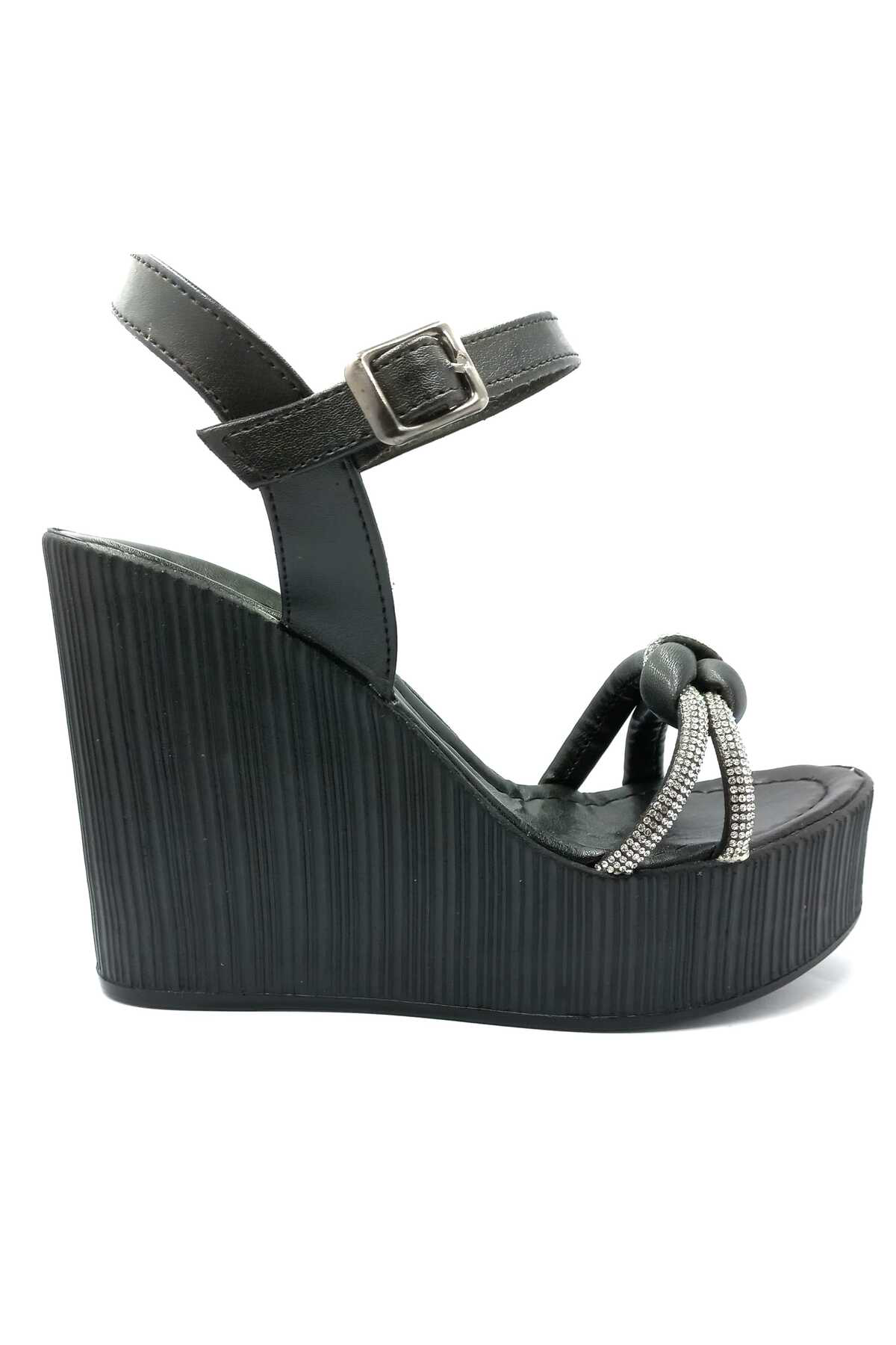 Punto 292020 Siyah Taşlı Dolgu Taban Kadın Ayakkabı