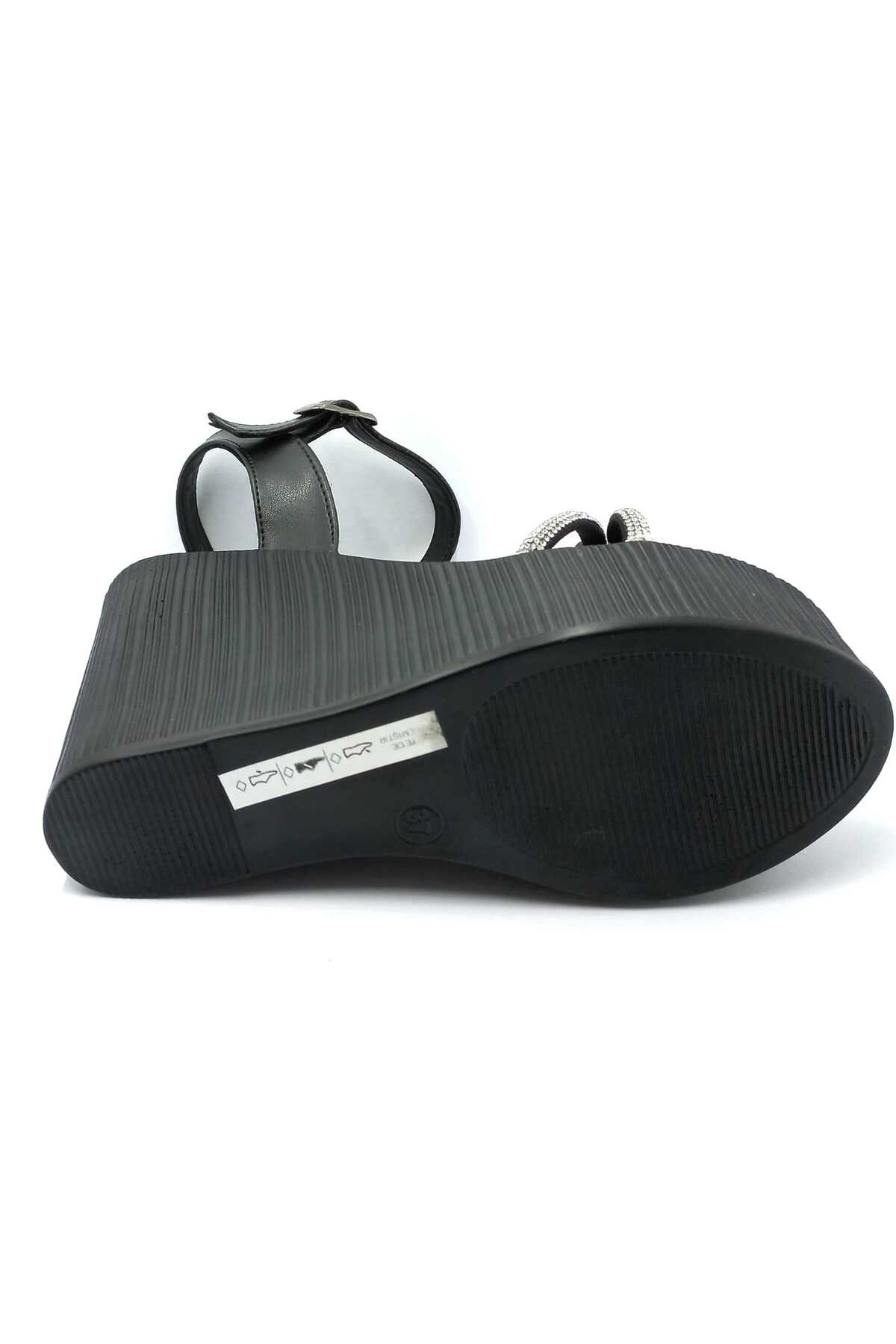 Punto 292020 Siyah Taşlı Dolgu Taban Kadın Ayakkabı