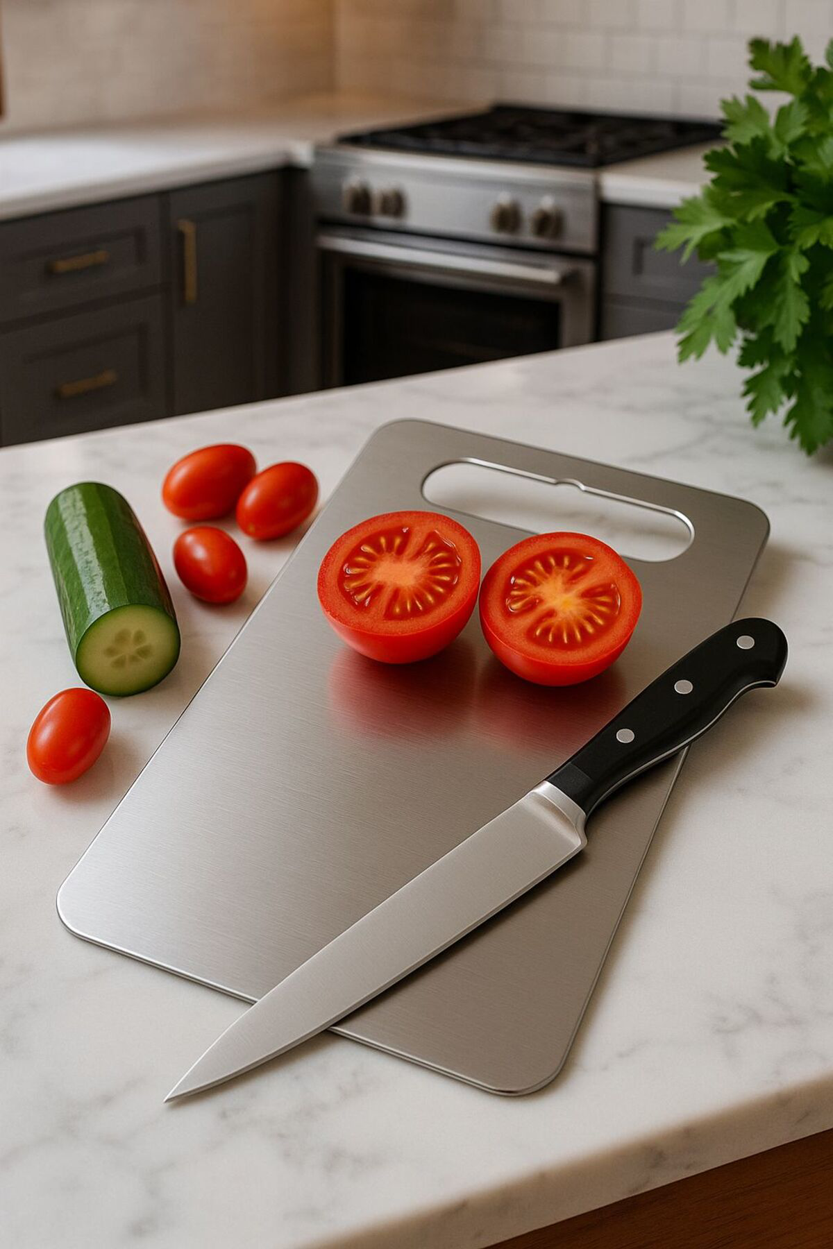 29x19 Çelik Kesme Tahtası – Tekli Paslanmaz Çelik , Hijyenik ve D