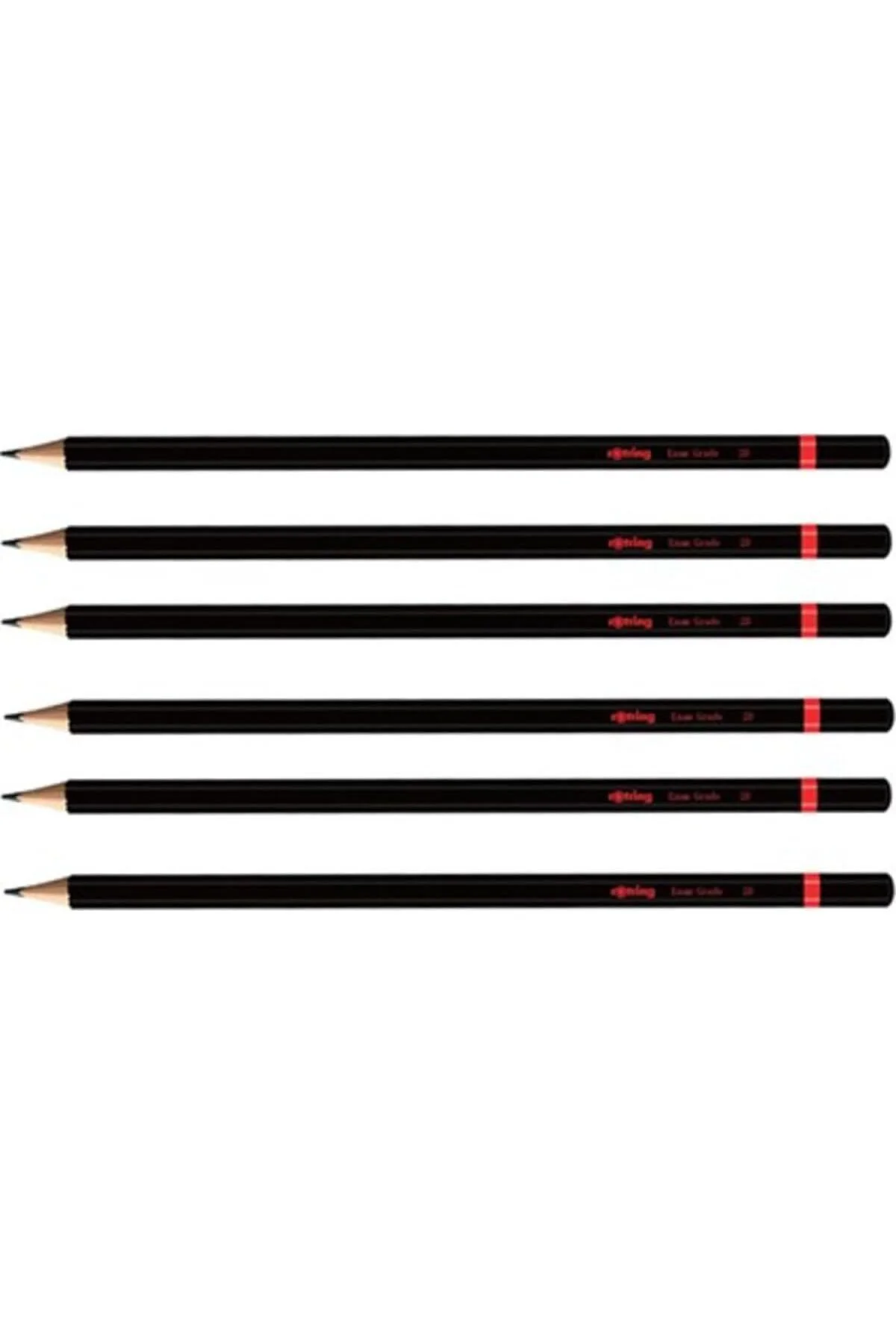 2B Sınav Kalemi 6'lı Set, Siyah, 7.5 cm