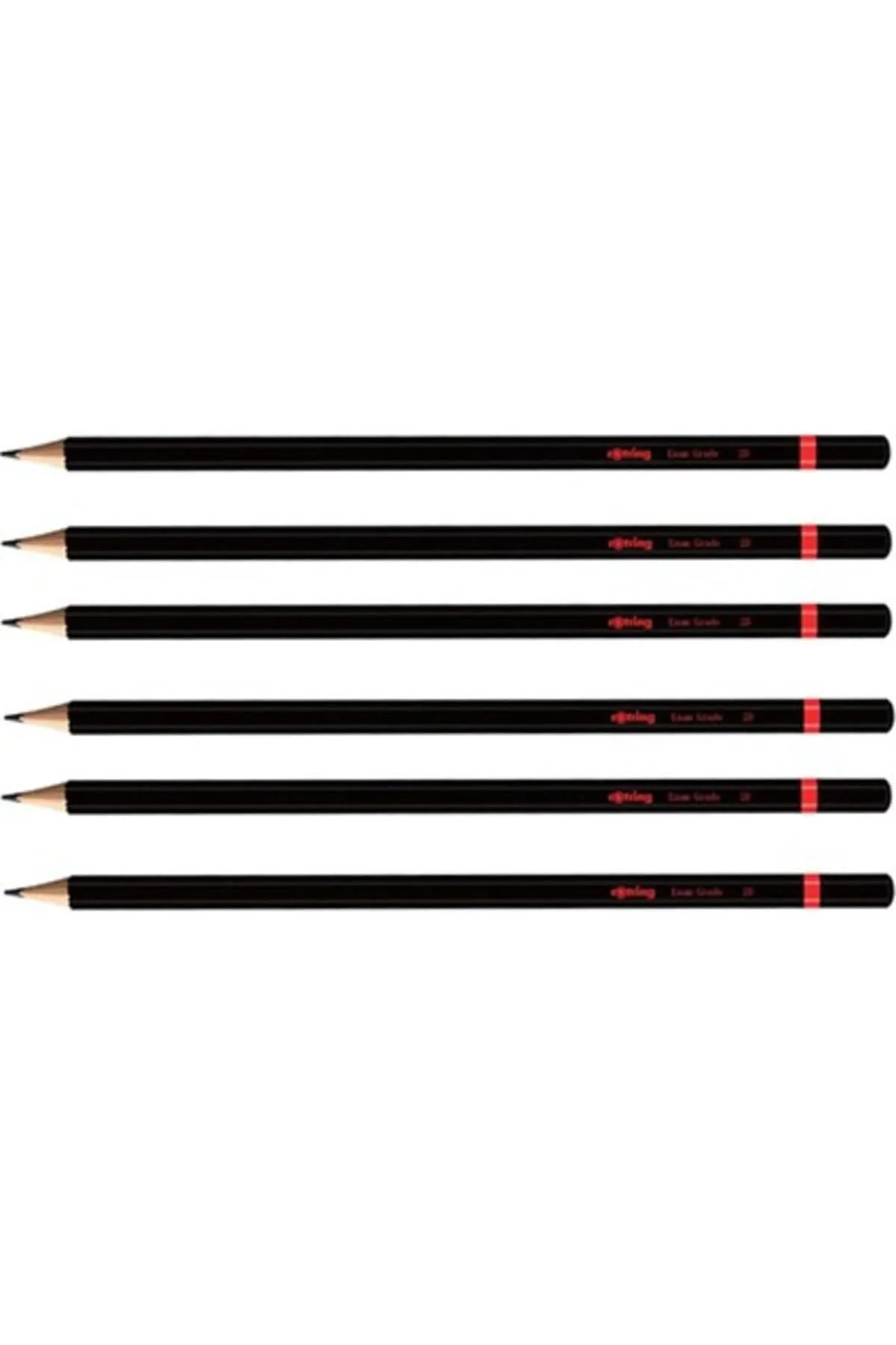 2B Sınav Kalemi 6'lı Set, Siyah, 7.5 cm