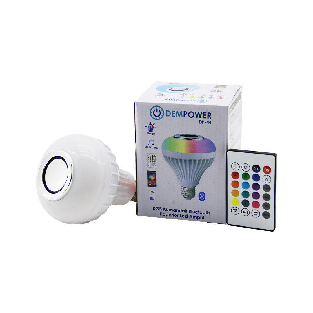 2IN1-KUMANDALI RGB LED AMPUL - BLUETOOTH HOPARLÖR MÜZİK ÇALAR LED
