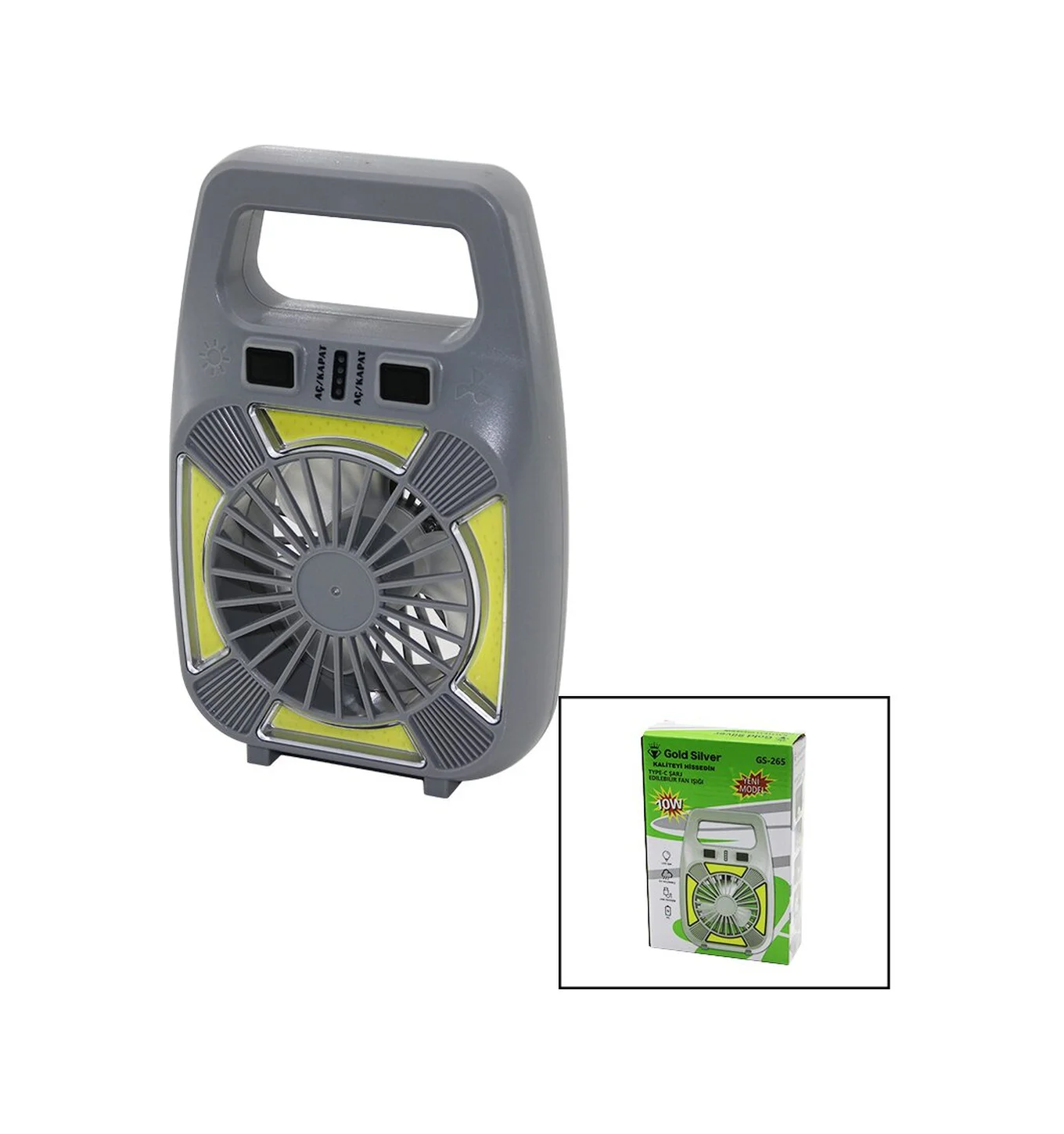 2in1 Mini Fan - Fener Usb Şarj 2 Kademe Hız Lamba 4 Fonksiyon - 1