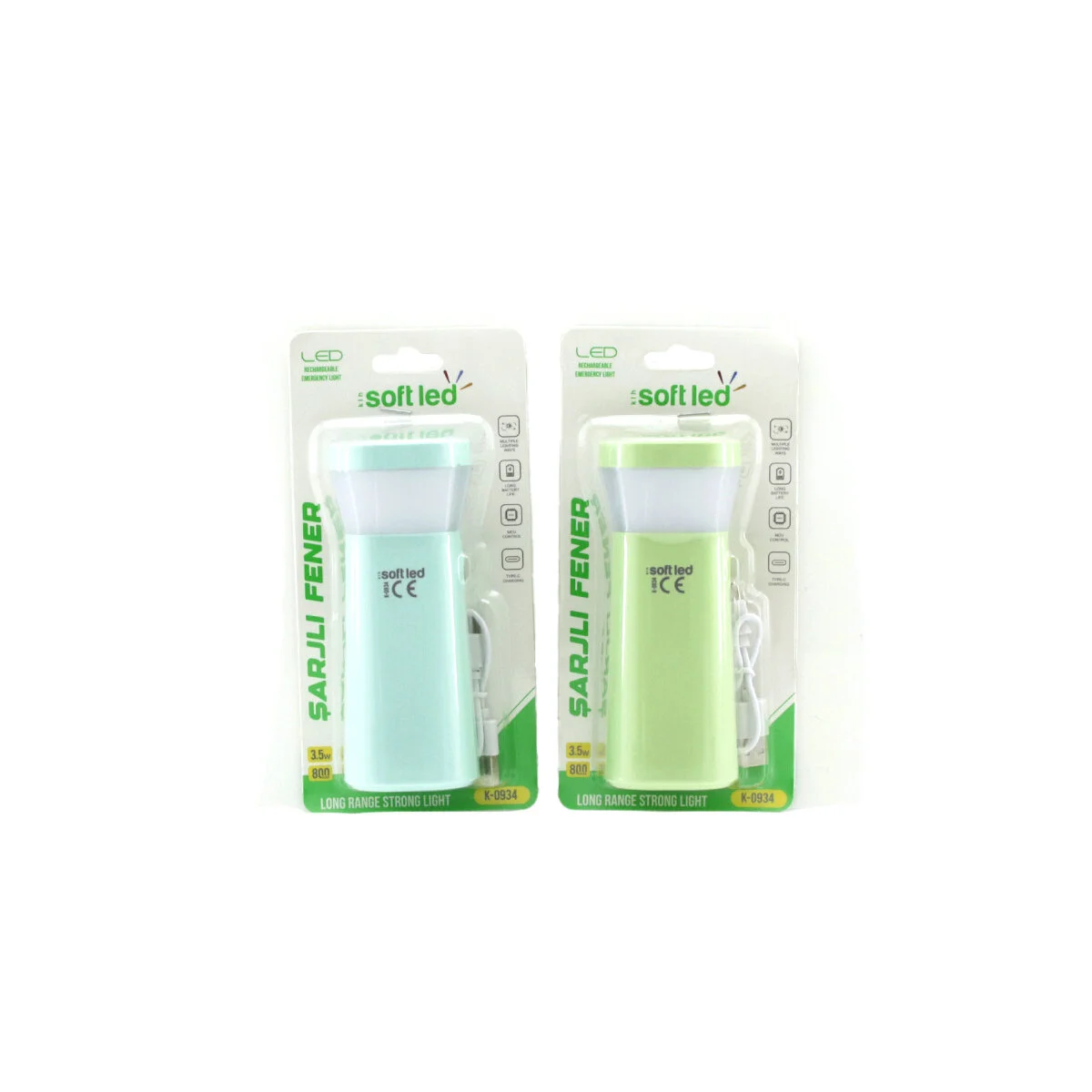 2IN1 - Tek Led Usb To Type-c Şarjlı El Feneri 2.5W - 5W K-0934 Fiyatı, Yorumları ve Özellikleri