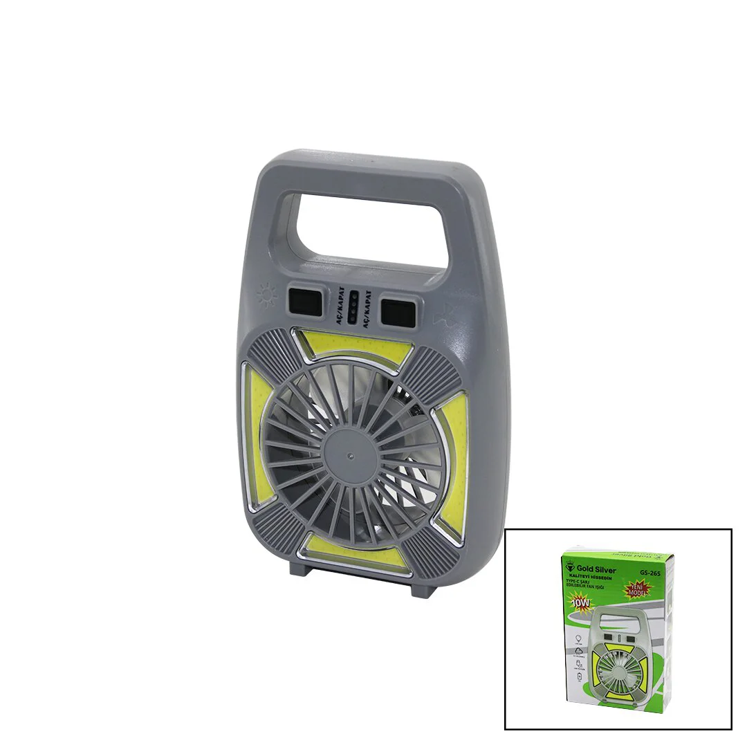 2İN1=MİNİ Fan - Fener Usb Şarj 2 Kademe Hız LAMBA=4 Fonksiyon - 10W Su Geçirmez Taşıma Kulp Mini Vantilatör GS-265 Fiyatı, Yorumları ve Özellikleri