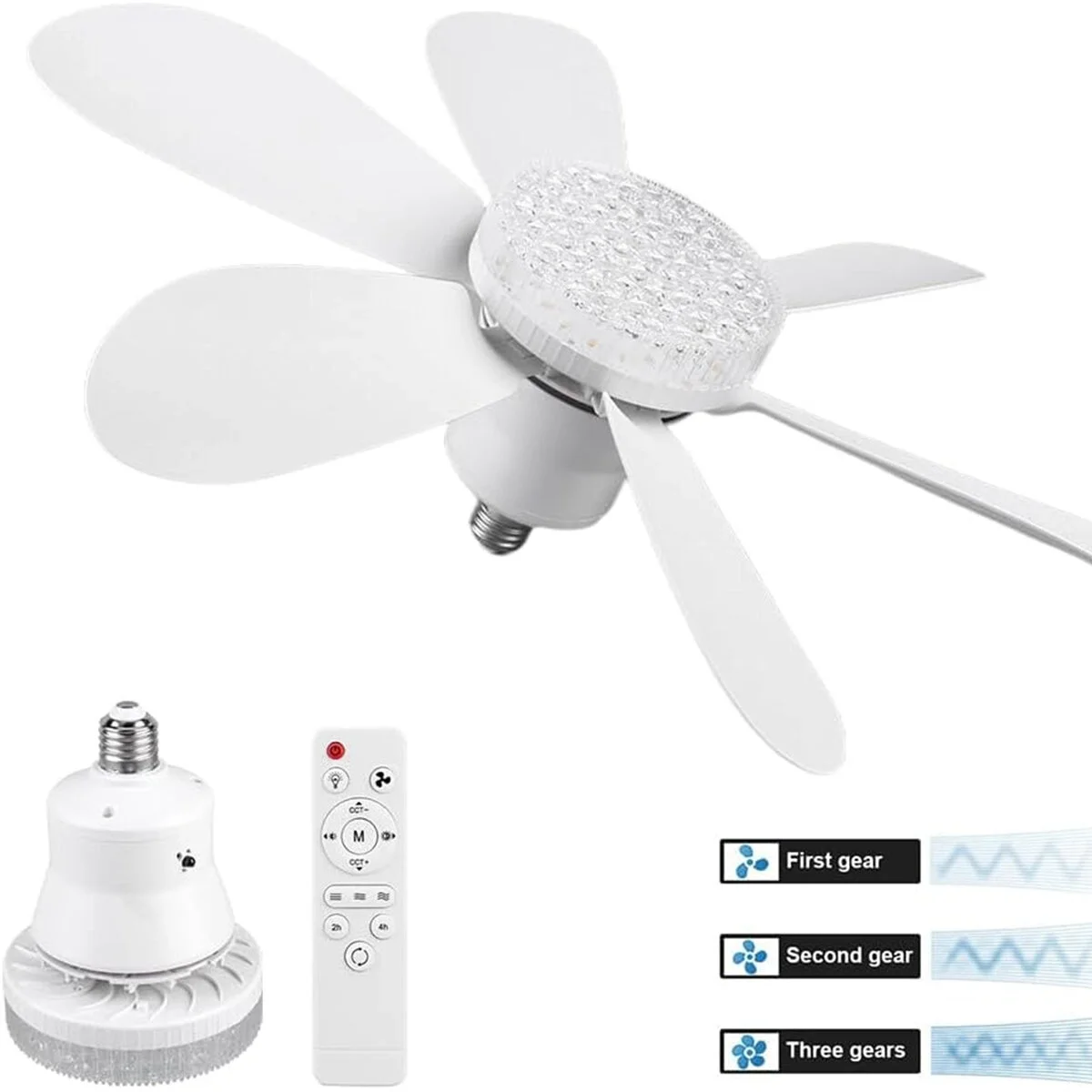 2in1=tavan Vantilatör - Avize Lamba Kumandalı 52cm Sinek Kovucu 6-beyaz Plastik Kanat 3-kademe Hız Beyaz-sarı-doğal Işık Bx40 Fiyatı, Yorumları ve Özellikleri
