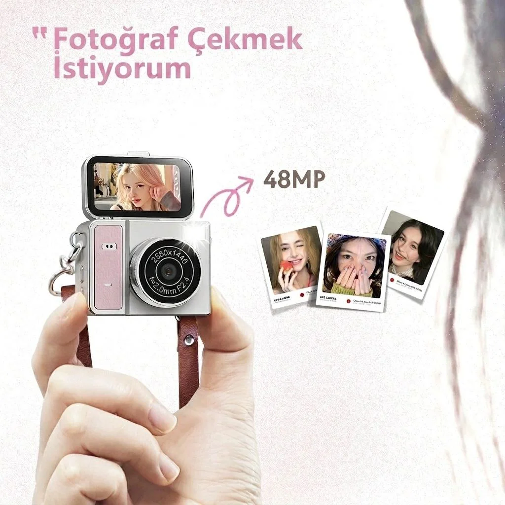 2K Mini Dijital Retro Video Kamera - Türkçe Menü Pembe Vlog Kamerası Fiyatı, Yorumları ve Özellikleri