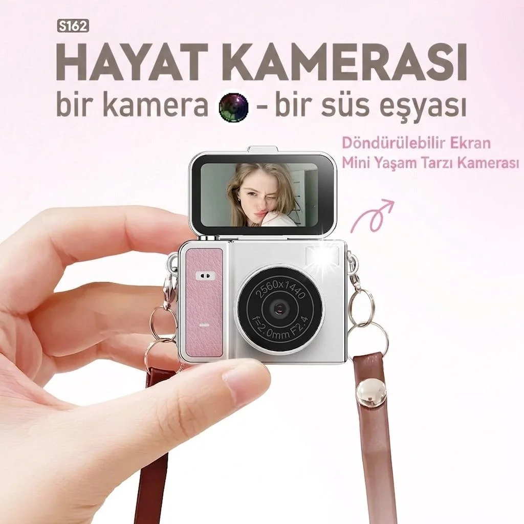2K Mini Dijital Retro Vlog Kamerası Bej – Türkçe Menü, Flaşlı Kompakt Kamera Fiyatı, Yorumları ve Özellikleri