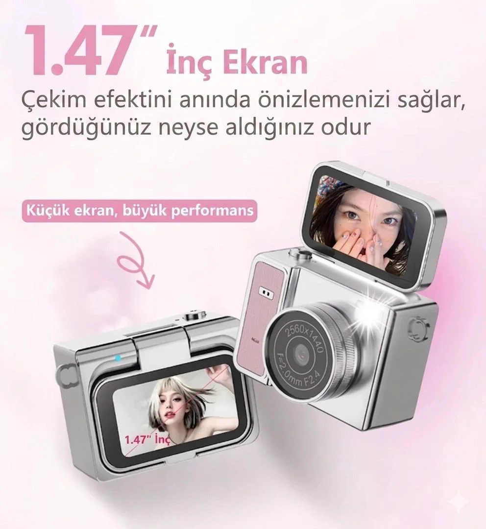 2K Mini Dijital Retro Video Kamera - Türkçe Menü Pembe Vlog Kamerası Fiyatı, Yorumları ve Özellikleri