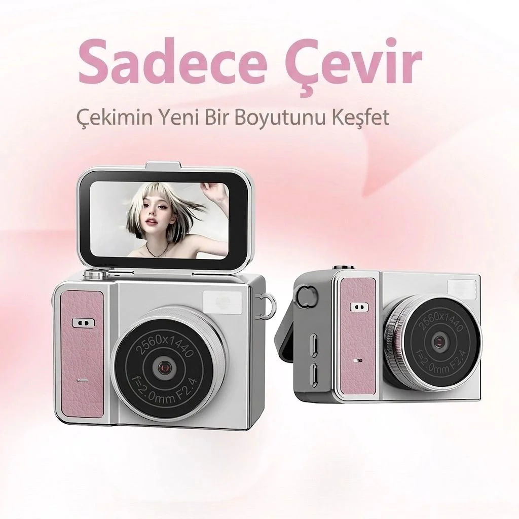 2K Mini Dijital Retro Video Kamera - Türkçe Menü Pembe Vlog Kamerası Fiyatı, Yorumları ve Özellikleri